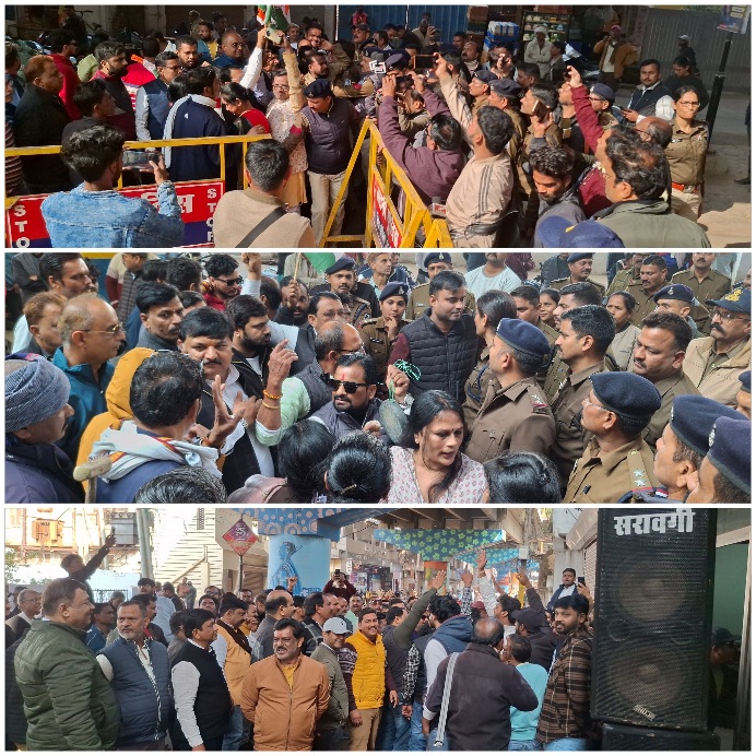 इंदौर दूषित पानी कांड क़ो लेकर भाजपा कांग्रेस आमने सामने पुलिस ने कांग्रेस क़ो खड़ेदा